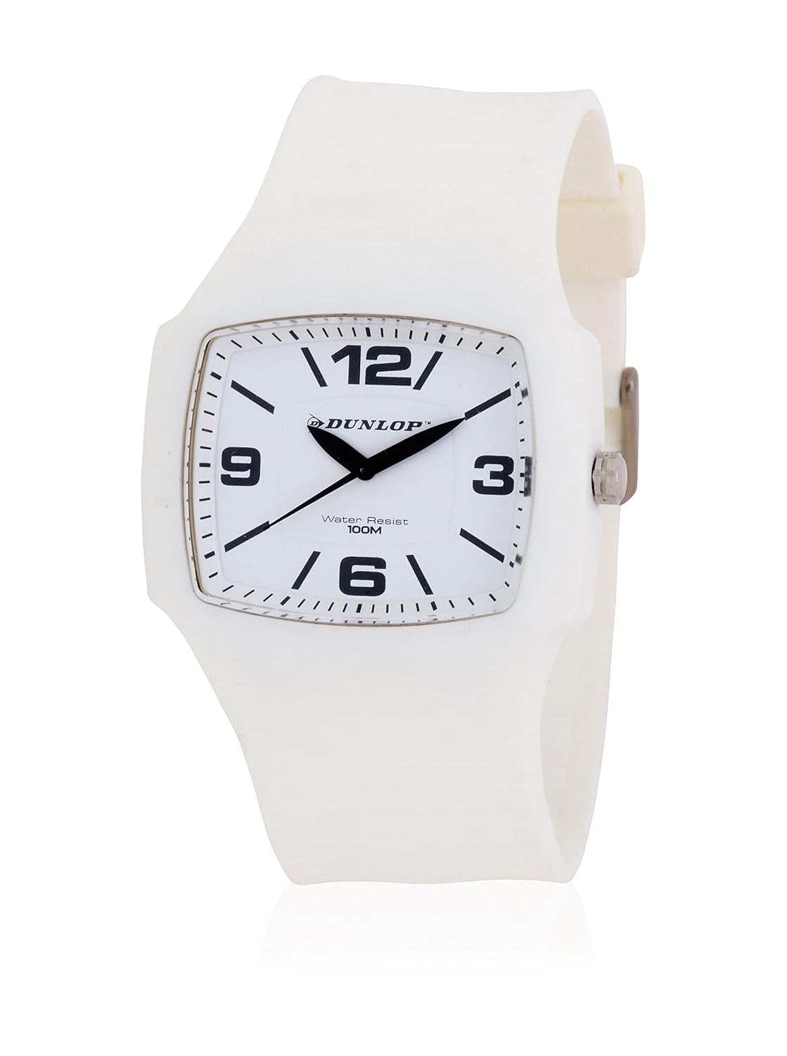 dunlop 经典男式石英手表白色表盘 analogue display and 白色塑料带